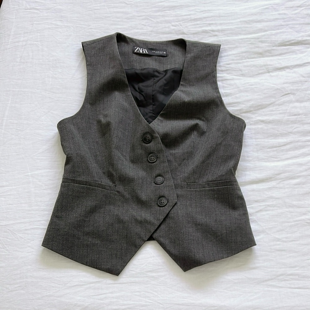 Zara Gray Vest with Button Closure